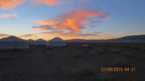 Beautiful daybreak as we started from the Gobi discovery camp 
