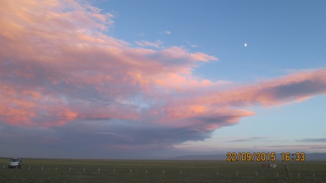 Colours of the sky at Gobi Discovery Tour camp in the Bayanzag area