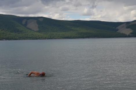 Pic courtesy Nara ... Krishnan enjoying his swim