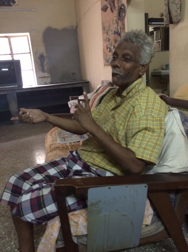I took this picture last Aug when we were getting our house redone. Nanu is holding his cup of tea which he liked piping hot, just off the stove. 