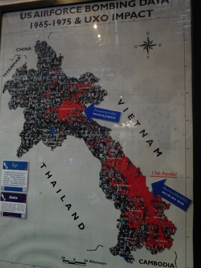 The map showing how Laos was bombed and the terribly sad statistics