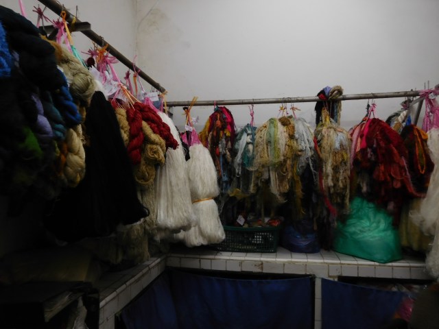 The dyed yarn ready to be woven
