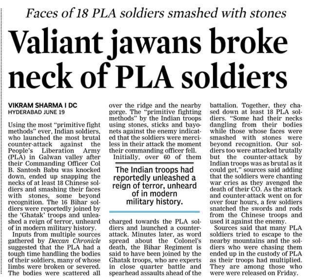 News article about Galwan clash