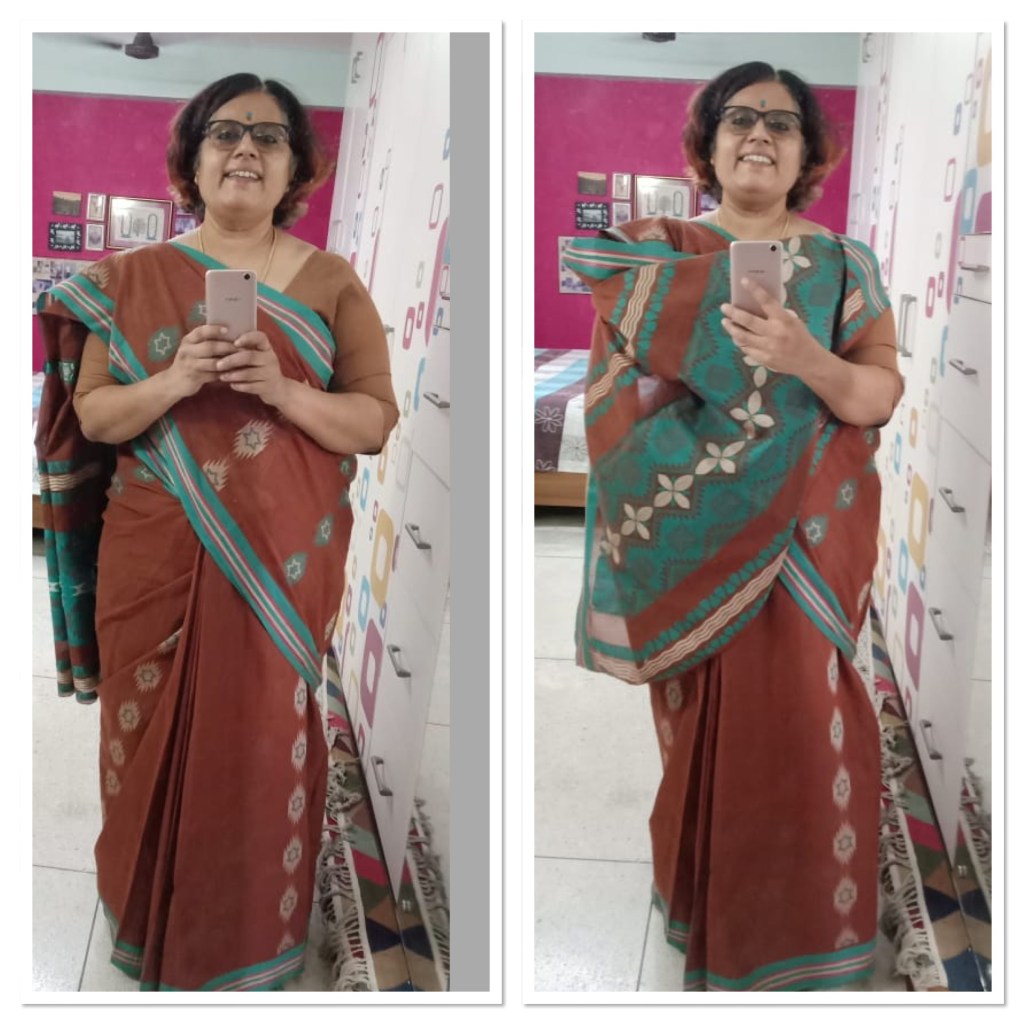 Brown cotton Saree