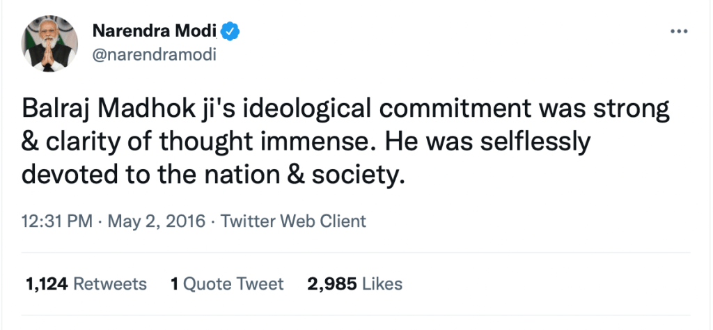 Modi on Madhok