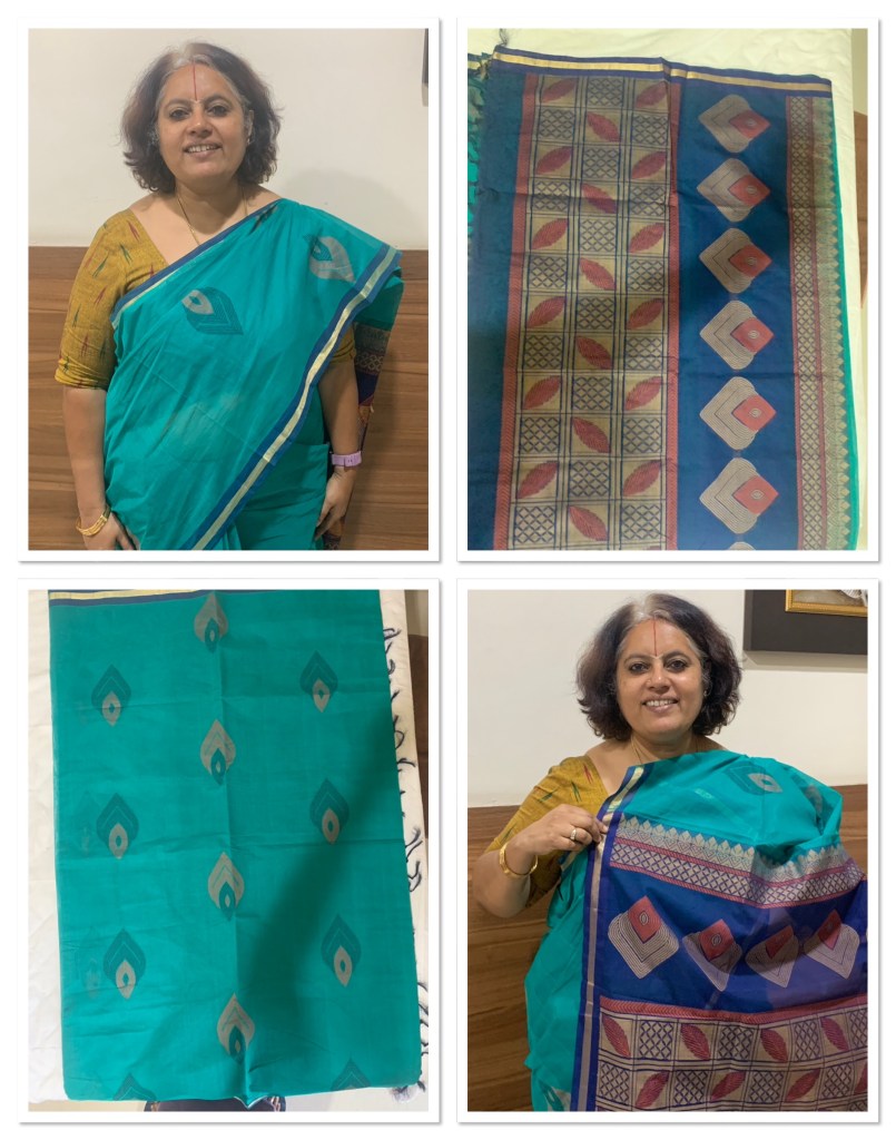 Negamam Peacock Blue Saree