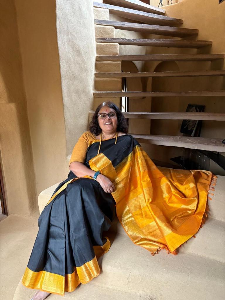 Black Kanchi Silk Saree Van Bhoj