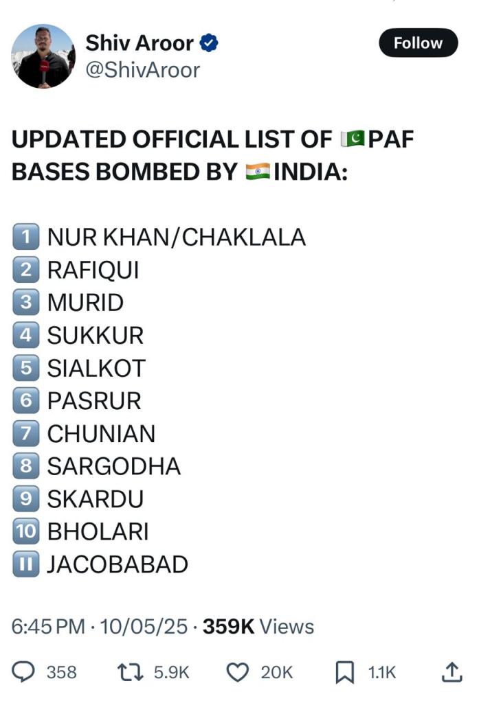 PAK Air Force bases bombed