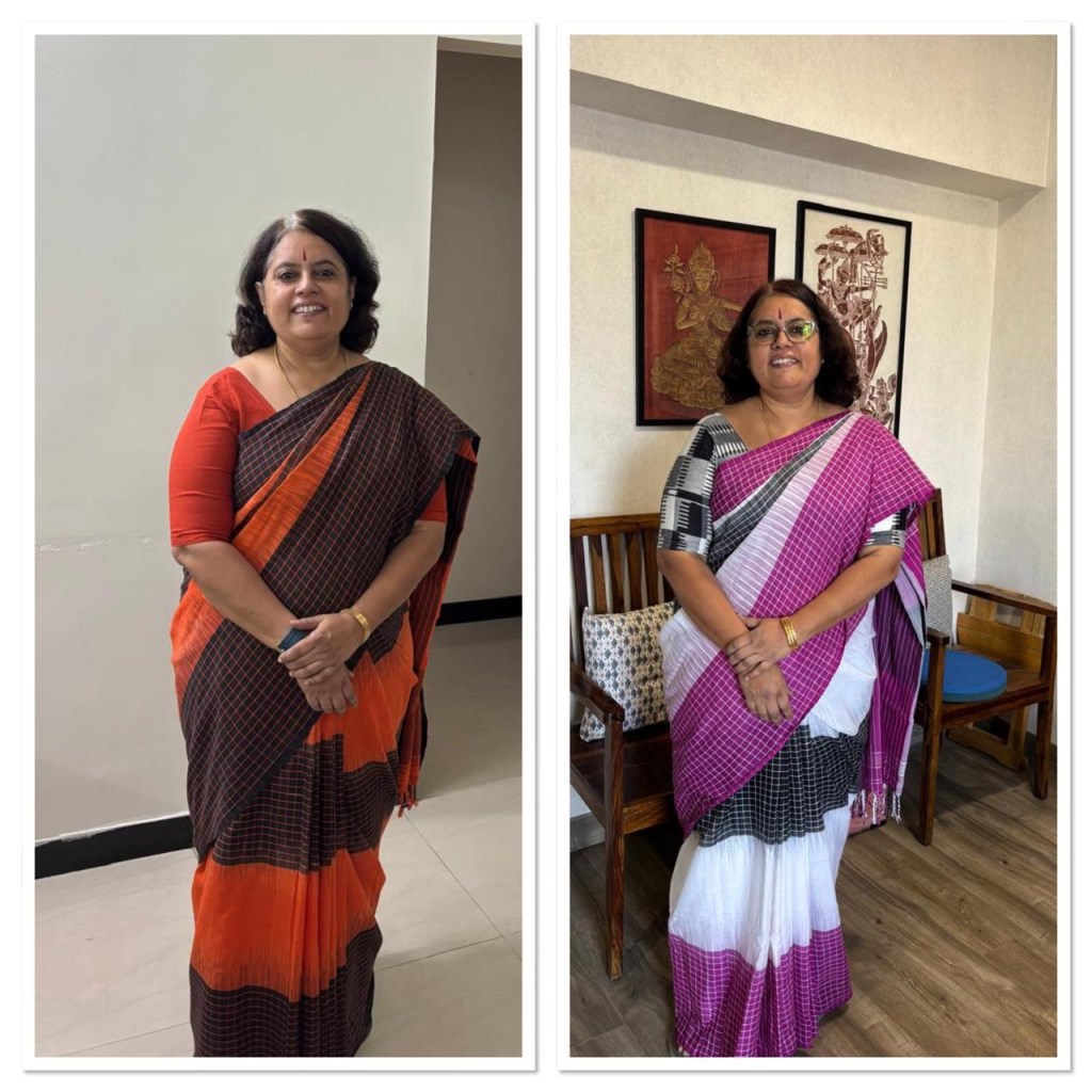 Phulia Sarees - rust black and purple black