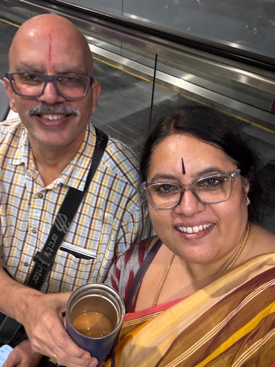Krishnan and I enjoying Masala Tea