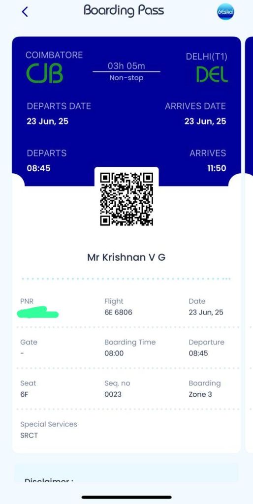 VGK boarding pass 23 Jun 2025