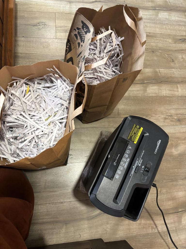 Shredding papers